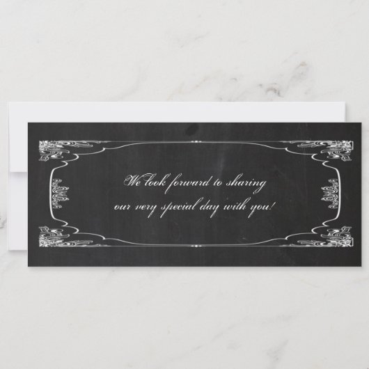 Boarding Pass Linen Wedding Invitation Chalkboard Kaart (Achterkant)