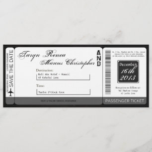 Boarding Pass Linen Wedding Invitation Chalkboard Kaart