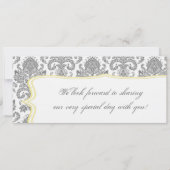 Boarding Pass Linen Wedding Invitation Damask Gray Kaart (Achterkant)