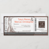 Boarding Pass Linen Wedding Invitation Herfst Tree Kaart (Voorkant)