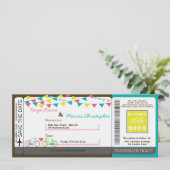 Boarding Pass Linen Wedding Invitation Love Bikes Kaart (Staand voorkant)