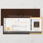 Boarding Pass Linen Wedding Invitation Paper Lante Kaart (Voorkant / Achterkant)