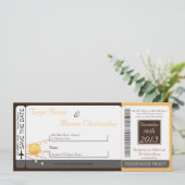 Boarding Pass Linen Wedding Invitation Paper Lante Kaart (Staand voorkant)