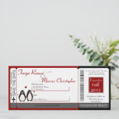 Boarding Pass Linen Wedding Invitation Penguin Lov Save The Date (Staand voorkant)