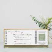 Boarding Pass Linen Wedding Invitation Vintage Kaart (Staand voorkant)