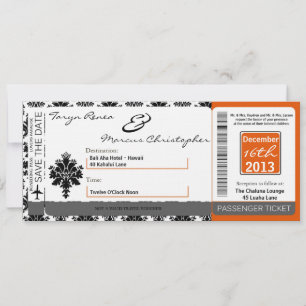 Boarding Pass Linnen bruiloft uitnodiging Black Or