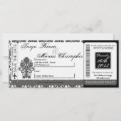 Boarding Pass Linnen bruiloft uitnodiging Damask B (Voorkant)