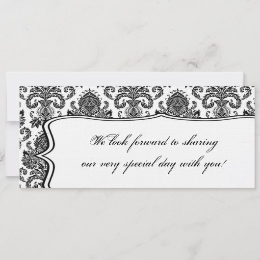 Boarding Pass Linnen bruiloft uitnodiging Damask B (Achterkant)