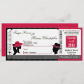 Boarding Pass Linnen bruiloft uitnodiging Formele  (Voorkant / Achterkant)