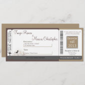 Boarding Pass Linnen bruiloft uitnodiging Vogelpaa (Voorkant / Achterkant)