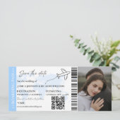 Boarding pass Minimalist bewaart het datumticket Save The Date (Staand voorkant)