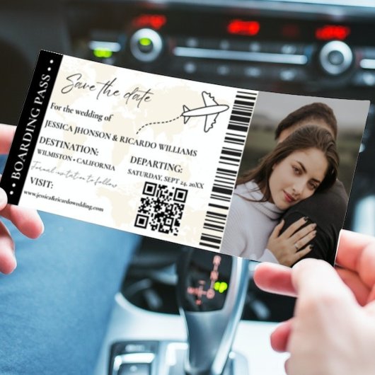 Boarding pass Minimalist bewaart het datumticket Save The Date
