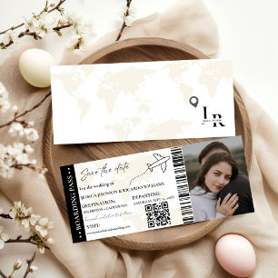 Boarding pass Minimalist bewaart het datumticket Save The Date