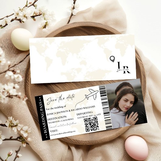 Boarding pass Minimalist bewaart het datumticket Save The Date