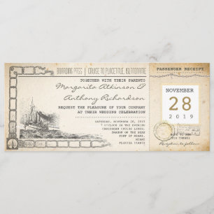 Boarding Pass nautische vintage bruiloft uitnodigi Kaart
