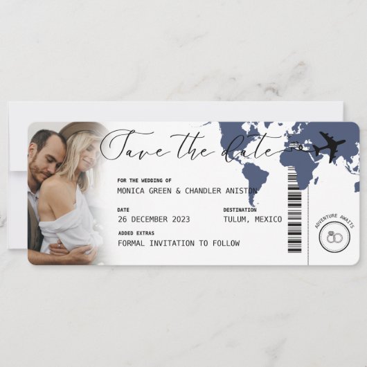 Boarding Pass Navy Blue Kaart Foto Opslaan van de  (Voorkant)