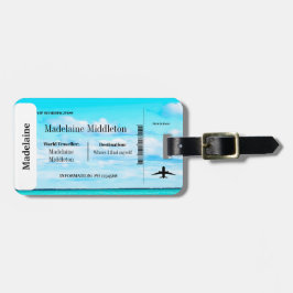 Boarding Pass Ocean Sky Scene Blauw Bagagelabel