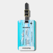Boarding Pass Ocean Sky Scene Blauw Bagagelabel (Voorkant verticaal)