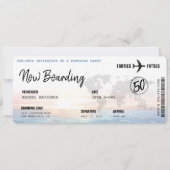 Boarding Pass Ocean Sunset 50e verjaardagsfeest Kaart (Voorkant)