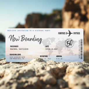 Boarding Pass Ocean Sunset 50e verjaardagsfeest Kaart