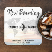 Boarding Pass Ocean Sunset Destination Wedding Kartonnen Onderzetters