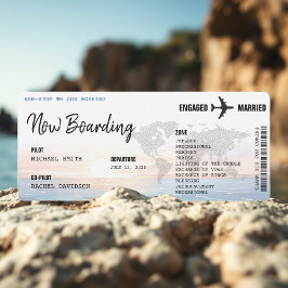 Boarding Pass Ocean Sunset Destination Wedding Programmakaart
