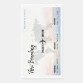 Boarding Pass Ocean Sunset Destination Wedding Servet (Voorkant)