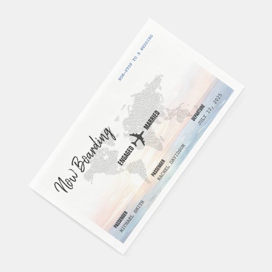 Boarding Pass Ocean Sunset Destination Wedding Servet (Hoek)