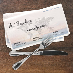 Boarding Pass Ocean Sunset Destination Wedding Servet