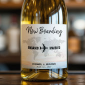 Boarding Pass Ocean Sunset Destination Wedding Sparkling Wijnetiket