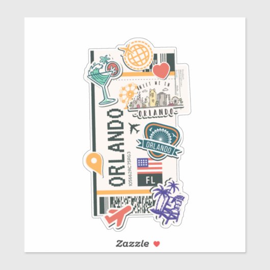 BOARDING PASS ORLANDO FLORIDA VERENIGDE STATEN STICKER (Vel)