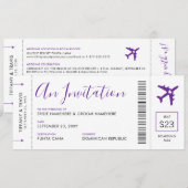 Boarding Pass Plane Ticket Paars Travel Weddenscha Kaart (Voorkant / Achterkant)