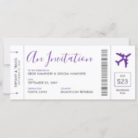 Boarding Pass Plane Ticket Paars Travel Weddenscha