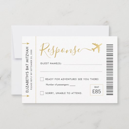 Boarding Pass Plane Ticket Travel Theme Party RSVP (Voorkant)