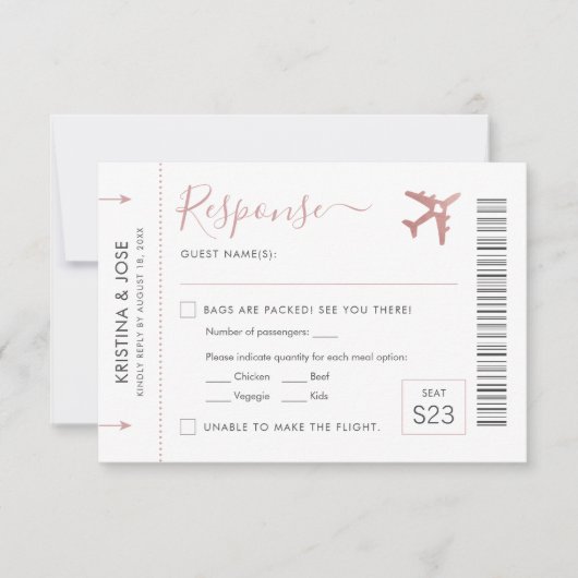 Boarding Pass Planet Ticket Pink Travel Theme RSVP Kaartje (Voorkant)