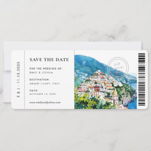 Boarding Pass Positano Amalfi kust bruiloft Save The Date