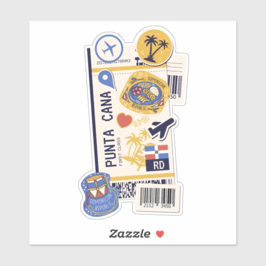 BOARDING PASS PUNTA CANA DOMINICAANSE REPUBLIEK STICKER (Vel)