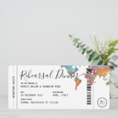 Boarding Pass Reizen repetitie diner bruiloft Kaart (Staand voorkant)