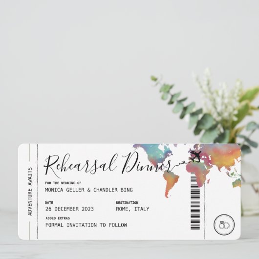 Boarding Pass Reizen repetitie diner bruiloft Kaart (Staand voorkant)