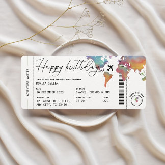 Boarding Pass Reizen Thema Verjaardagsfeest voor v Kaart