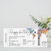 Boarding Pass Reizen Thema Verjaardagsfeest voor v Kaart (Staand voorkant)