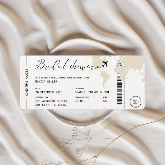 Boarding Pass Reizen Thema Vrijgezellenfeest Beige Kaart
