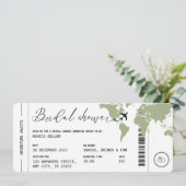 Boarding Pass Reizen Vrijgezellenfeest Sage Green Kaart (Staand voorkant)