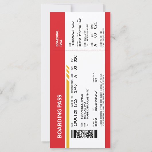 Boarding Pass - Rood (Voorkant)