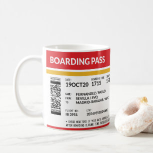 Boarding Pass - Rood Koffiemok
