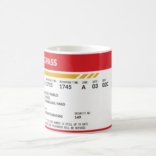 Boarding Pass - Rood Koffiemok (Center)