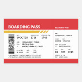 Boarding Pass - Rood Rechthoekige Sticker (Voorkant)