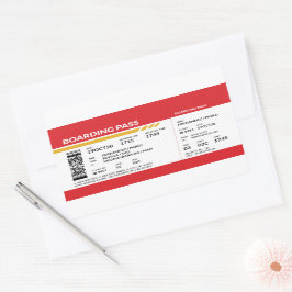 Boarding Pass - Rood Rechthoekige Sticker