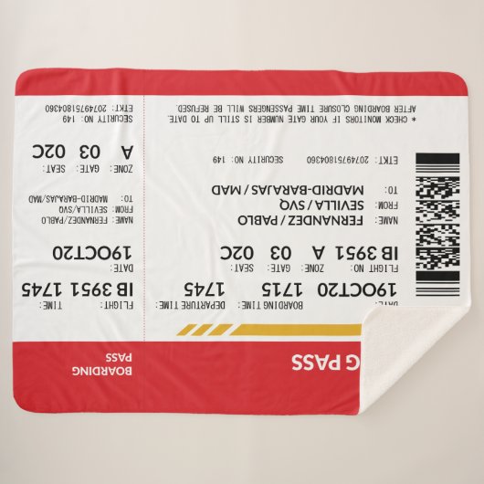 Boarding Pass - Rood Sherpa Deken (Voorkant (horizontaal))
