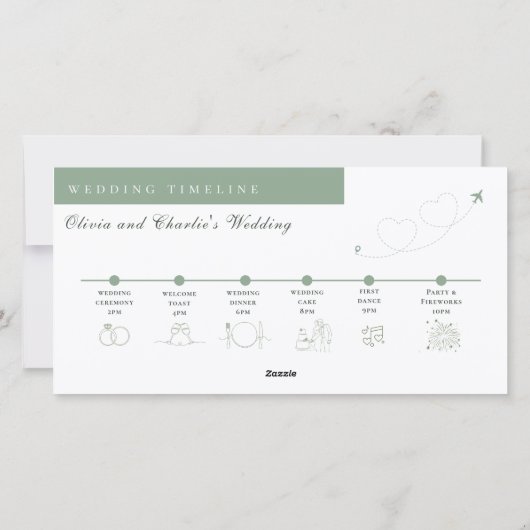 Boarding Pass Sage QR Code Trouwtijdlijn Feestdagenkaart (Achterkant)